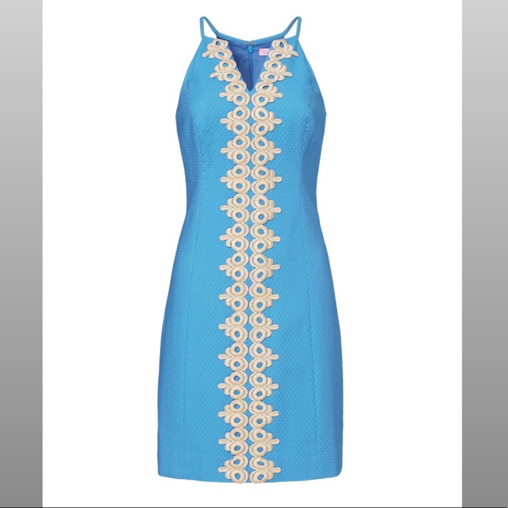 Lily Pulitzer Dress (Pearl Blue and Gold Shift)